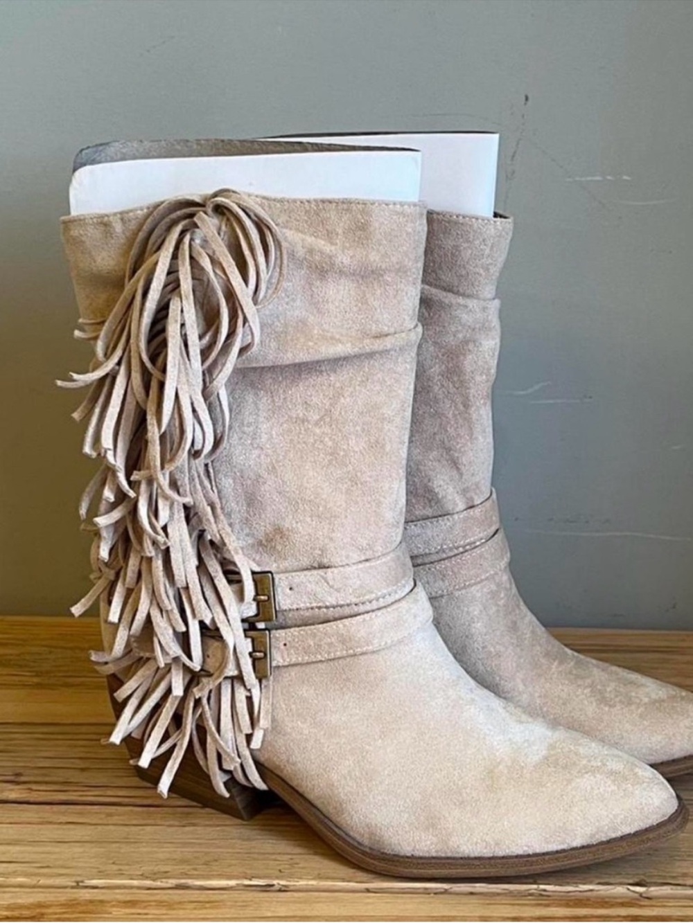 NWT! Madden NYC Sand Ankle Boots with Accent Fringe Women's Size 11 Suede Look - Picture 8 of 16